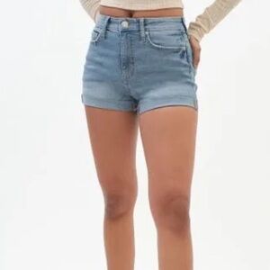 Aeropostale‎ Flex Effect High Waisted MIDI Stretch Denim Shorts